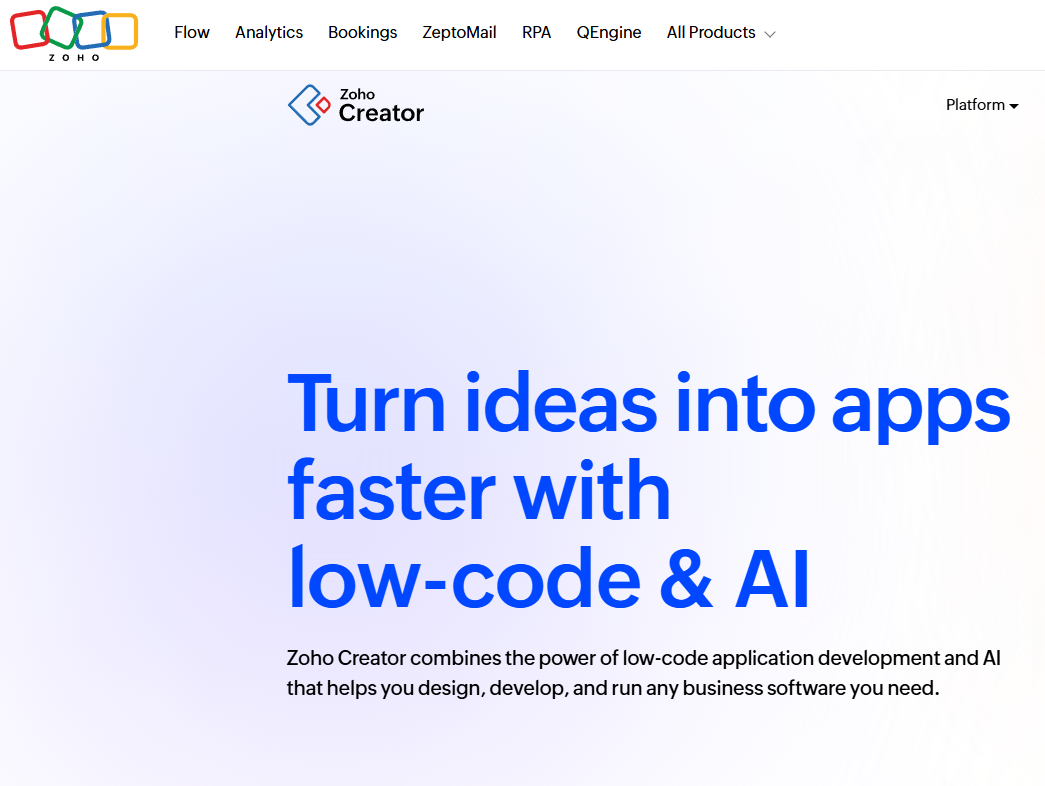 Zoho Creator product reference